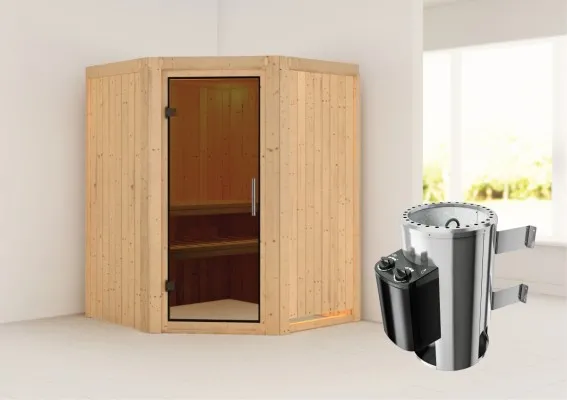 Karibu | Sauna Nanja | Antracietglas | Kachel 3,6 kW Geïntegreerde Bediening Karibu | Sauna Nanja | Antracietglas | Kachel 3,6 kW Geïntegreerde Bediening