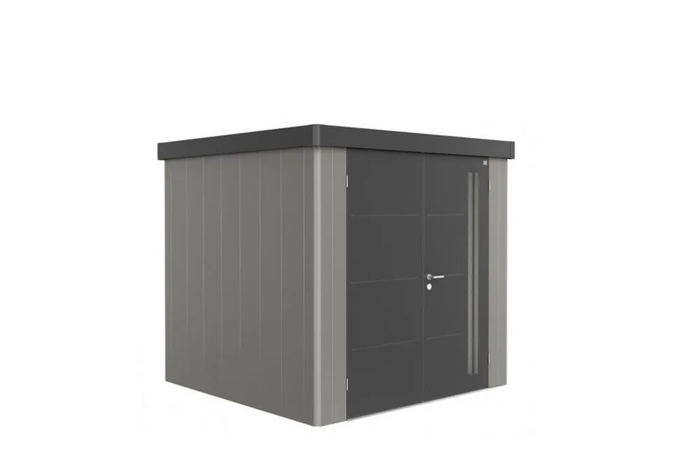 Biohort | Berging Neo 2B Variant 2.3 | Dubbele Deur | Wanden Kwartgrijs-Metallic - Dak Donkergrijs-M