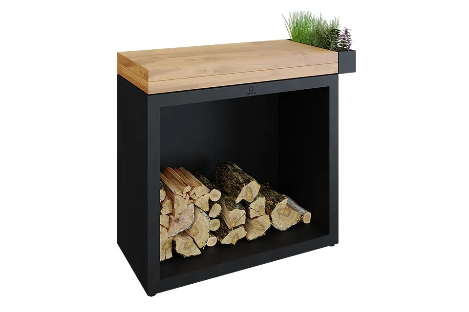OFYR | Butcher Block Storage 90 | Black - Teak Wood