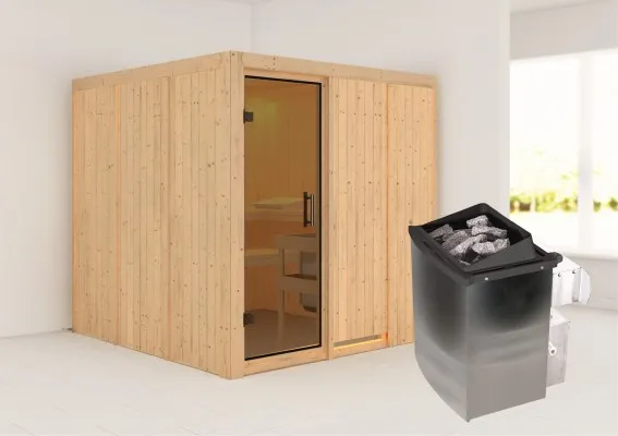 Karibu | Sauna Rodin | Antracietglas | Kachel 9 kW Geintegreerde Bediening