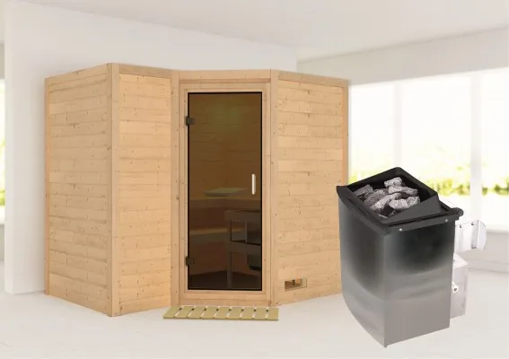Karibu | Sauna Sahib 2 | Antracietglas | Kachel 9 kW Geïntegreerde Bediening Karibu | Sauna Sahib 2 | Antracietglas | Kachel 9 kW Geïntegreerde Bediening