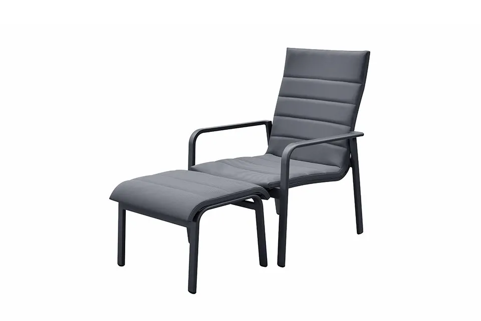 Loungestoel met Voetenbank Santa Monica Antraciet Fonteyn Loungestoel met Voetenbank Santa Monica Antraciet Fonteyn