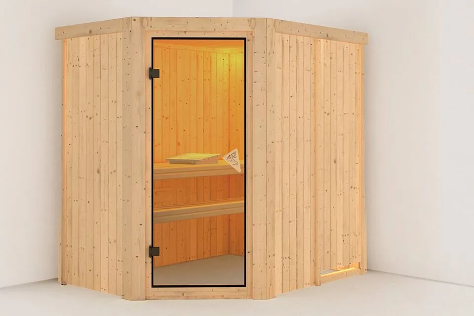 Karibu | Sauna Carin | Deur Bronzeglas