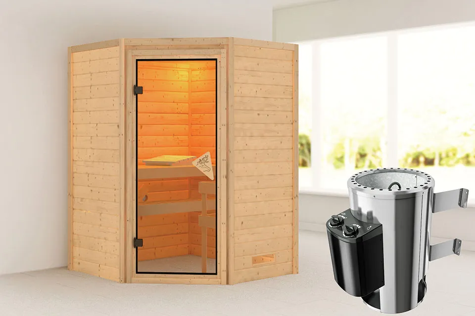 Karibu | Sauna Alicja | Bronzeglas | Kachel 3,6 kW Geïntegreerde Bediening