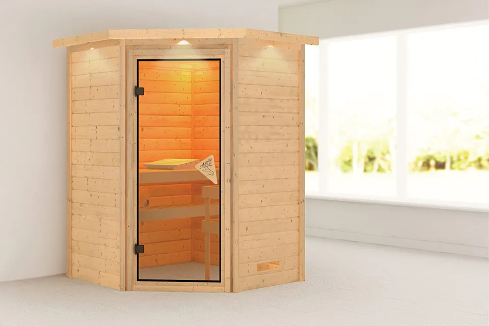 Karibu | Sauna Alicja met Dakkraag | Bronzeglas