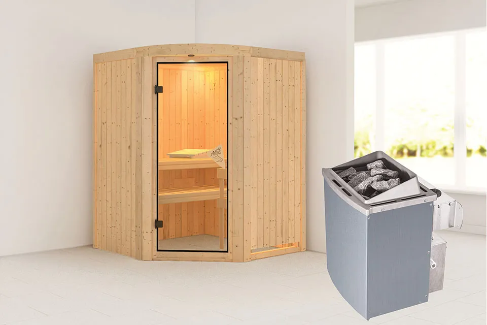 Karibu | Sauna Lavea | Kachel 4,5 kW Geïntegreerde Bediening