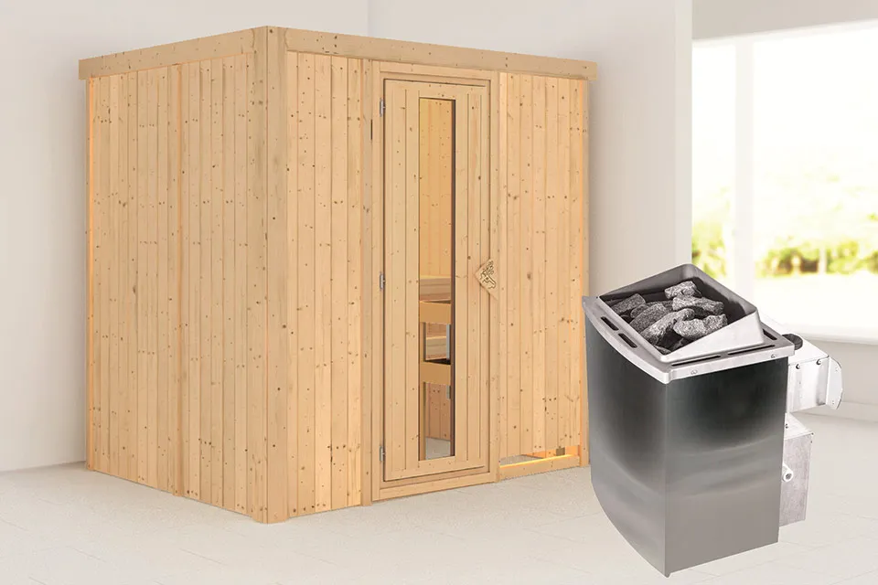 Karibu | Sauna Bodin | Energiesparend | Kachel 4,5 kW Geïntegreerde Bediening Karibu | Sauna Bodin | Energiesparend | Kachel 4,5 kW Geïntegreerde Bediening