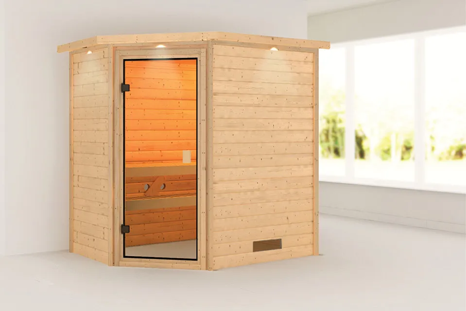 Karibu | Sauna Cilja met Dakkraag | Bronzeglas