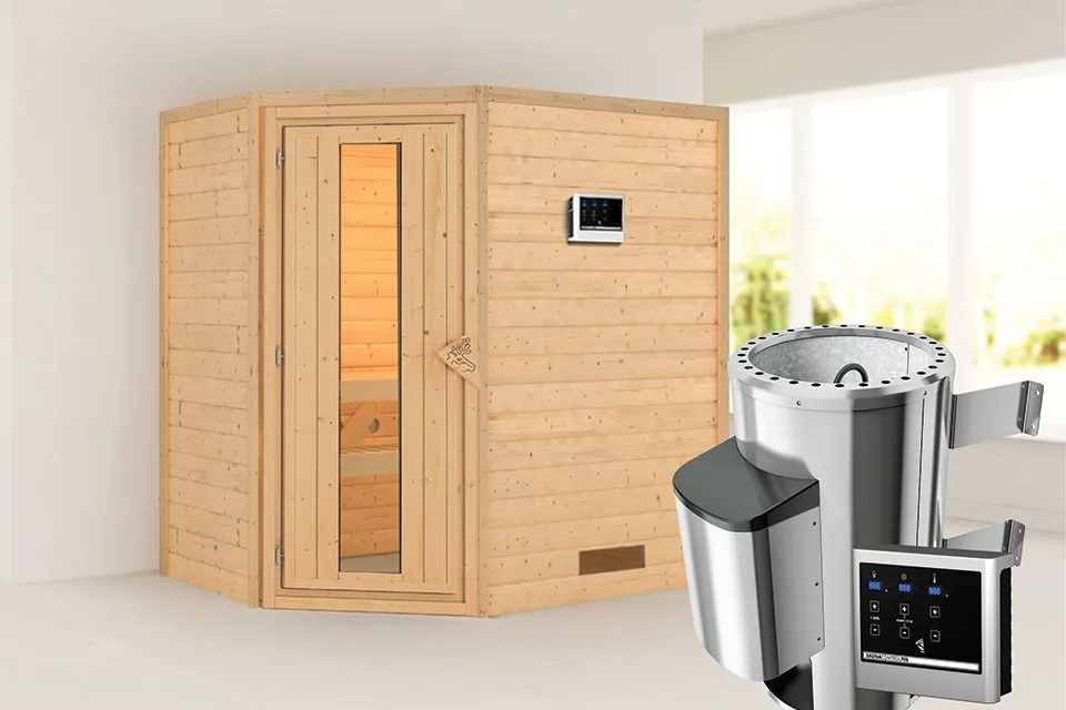 Karibu | Sauna Cilja | Energiesparend | Kachel 3,6 kW Externe Bediening Karibu | Sauna Cilja | Energiesparend | Kachel 3,6 kW Externe Bediening