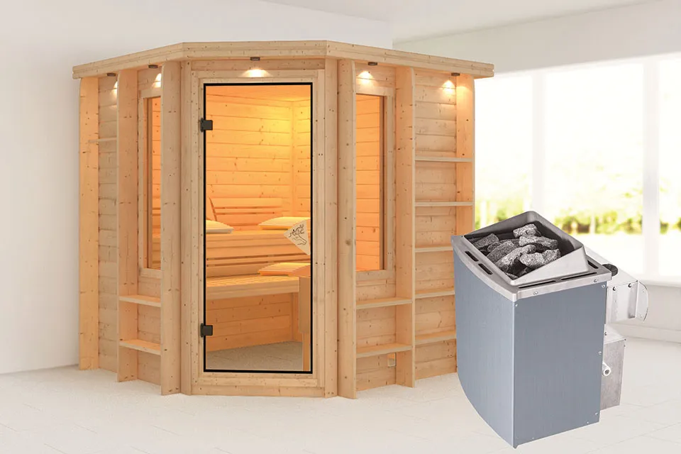 Karibu | Sauna Cortona | Kachel 9 kW Geïntegreerde Bediening