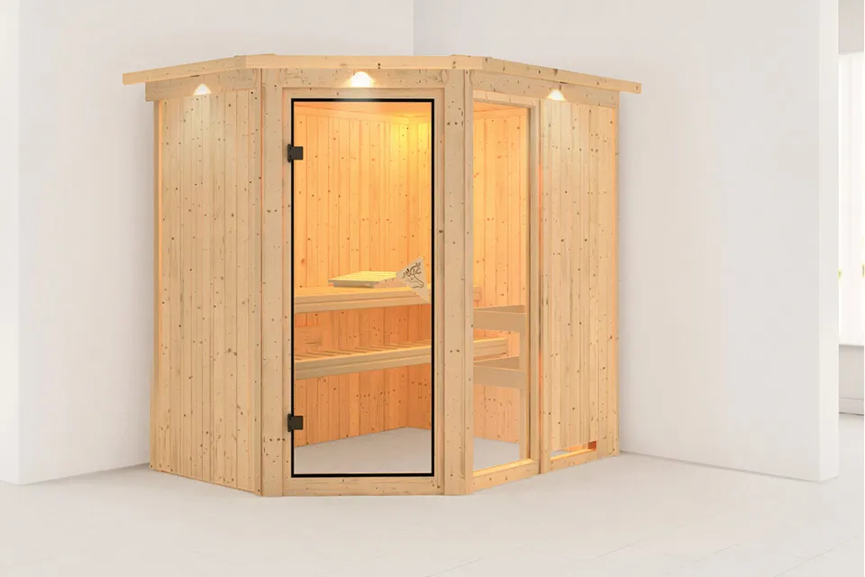 Karibu | Fiona 1 Sauna met Dakkraag Karibu | Fiona 1 Sauna met Dakkraag