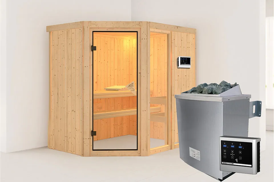 Karibu | Sauna Fiona 1 | Kachel 9 kW Externe Bediening