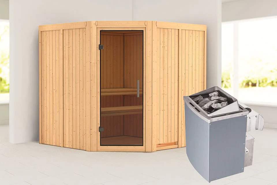 Karibu | Sauna Jarin | Antracietglas | Kachel 9 kW Geïntegreerde Bediening