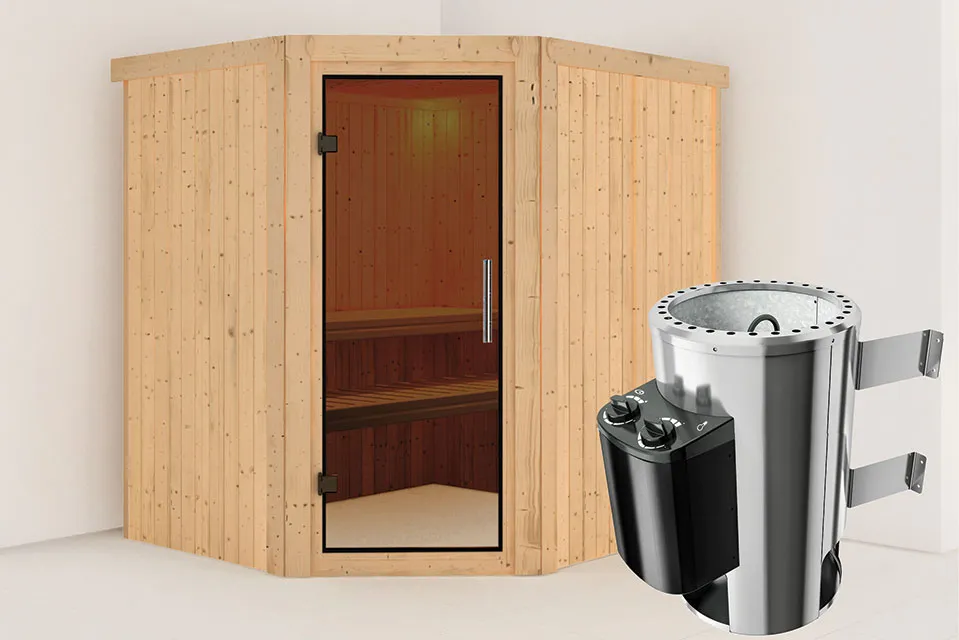 Karibu | Sauna Lilja | Antracietglas | Kachel 3,6 kW Externe Bediening