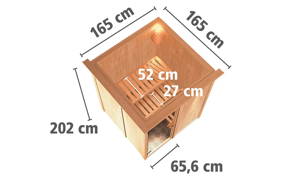 Karibu | Sauna Minja met Dakkraag | Bronzeglas