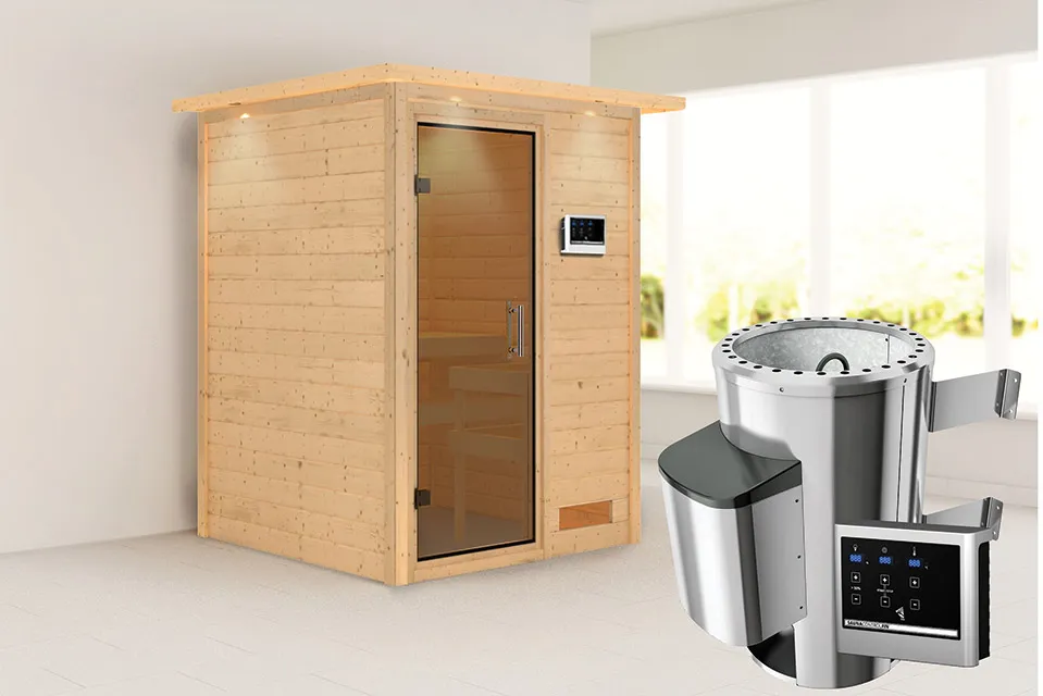 Karibu | Sauna Nadja met Dakkraag | Helderglas
