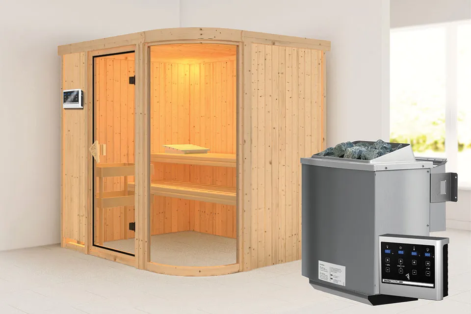 Karibu | Sauna Parima 2 | Biokachel 9 kW Externe Bediening