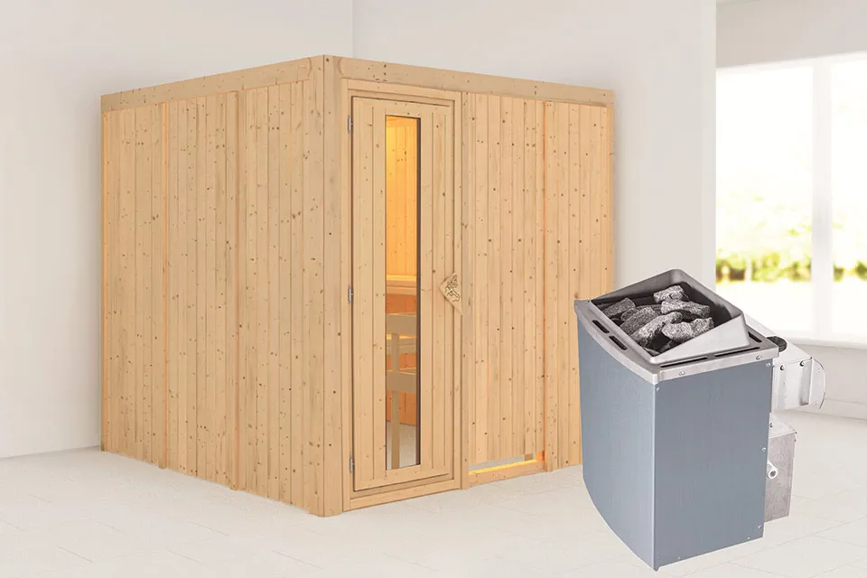 Karibu | Sauna Rodin | Energiesparend | Kachel 9 kW Geintegreerde Bediening