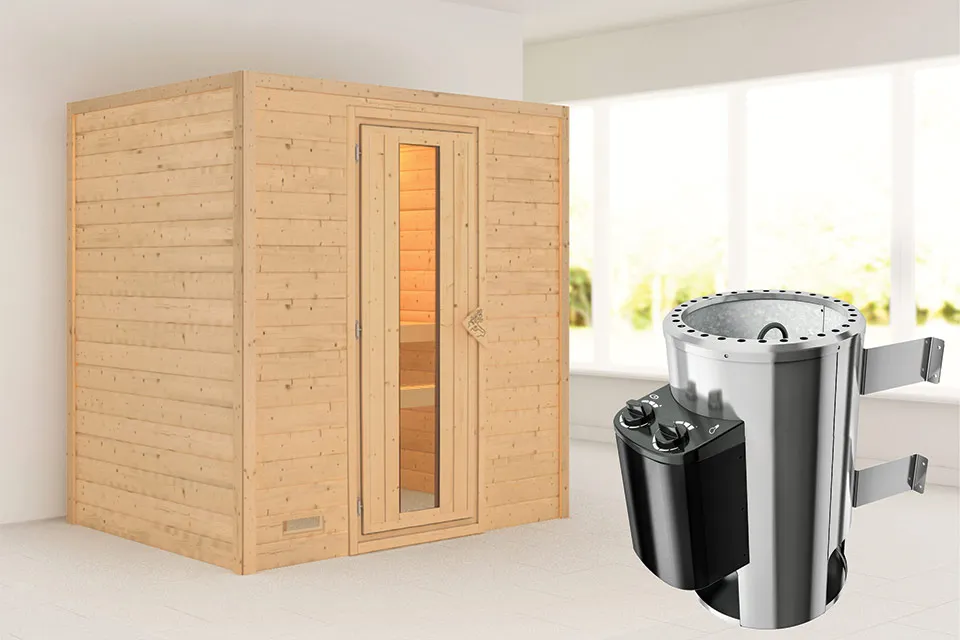 Karibu | Sauna Ronja | Energiesparend | Kachel 3,6 kW Geïntegreerde Bediening Karibu | Sauna Ronja | Energiesparend | Kachel 3,6 kW Geïntegreerde Bediening