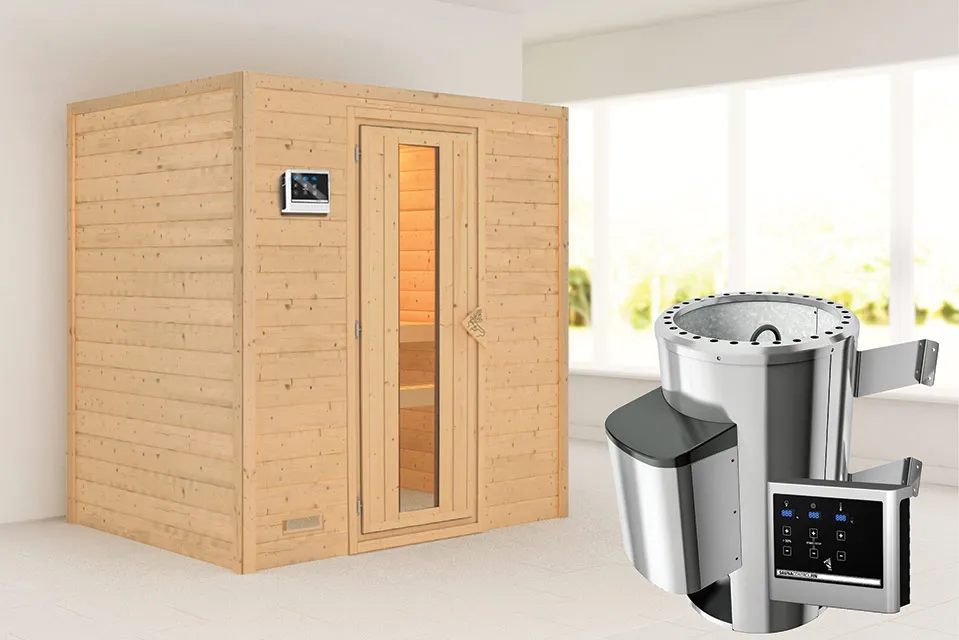 Karibu | Sauna Ronja | Energiesparend | Kachel 3,6 kW Externe Bediening Karibu | Sauna Ronja | Energiesparend | Kachel 3,6 kW Externe Bediening