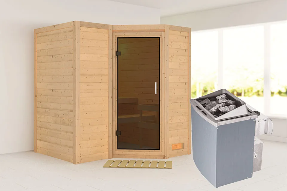 Karibu | Sauna Sahib 1 | Antracietglas | Kachel 9 kW Geïntegreerde Bediening