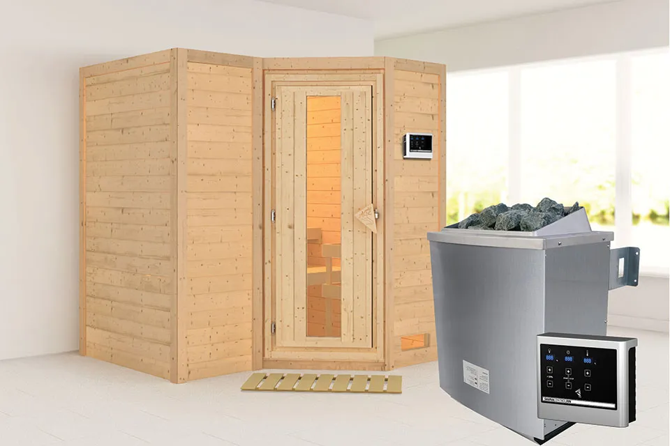 Karibu | Sauna Sahib 1 | Bronzeglas | Kachel 9 kW Geïntegreerde Bediening