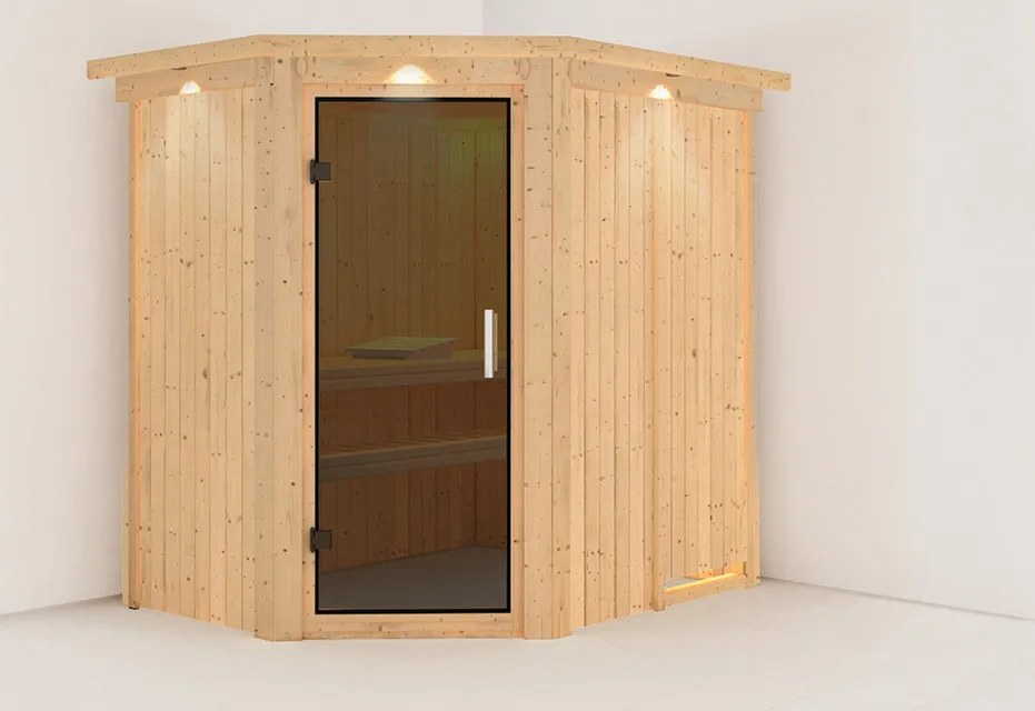 Karibu | Sauna Saja met Dakkraag | Antracietglas Karibu | Sauna Saja met Dakkraag | Antracietglas