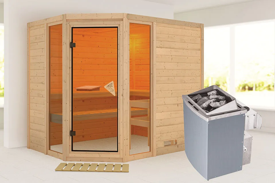Karibu | Sauna Sinai 3 | Kachel 9 kW Geïntegreerde Bediening
