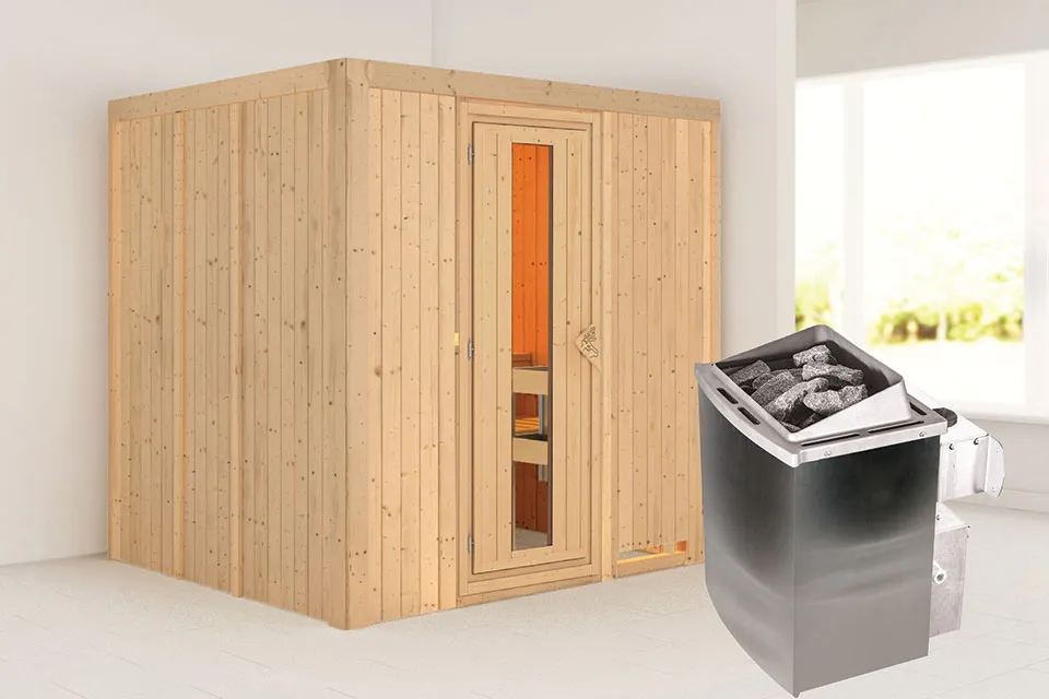Karibu | Sauna Sodin | Energiesparend | Kachel 4,5 kW Externe Bediening Karibu | Sauna Sodin | Energiesparend | Kachel 4,5 kW Externe Bediening