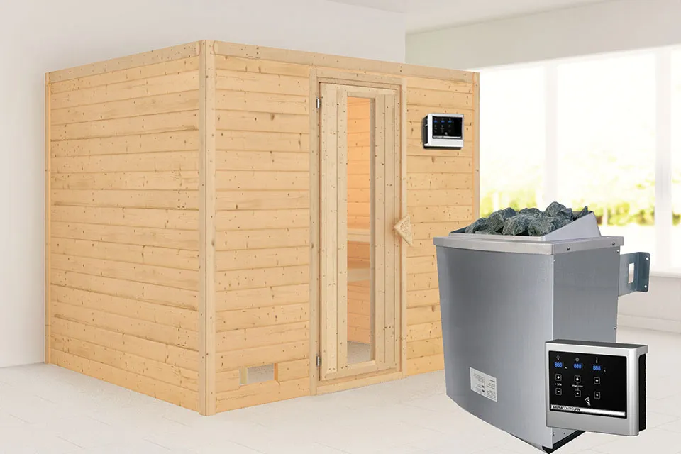 Karibu | Sauna Sonara | Energiesparend | Kachel 9 kW Externe Bediening Karibu | Sauna Sonara | Energiesparend | Kachel 9 kW Externe Bediening