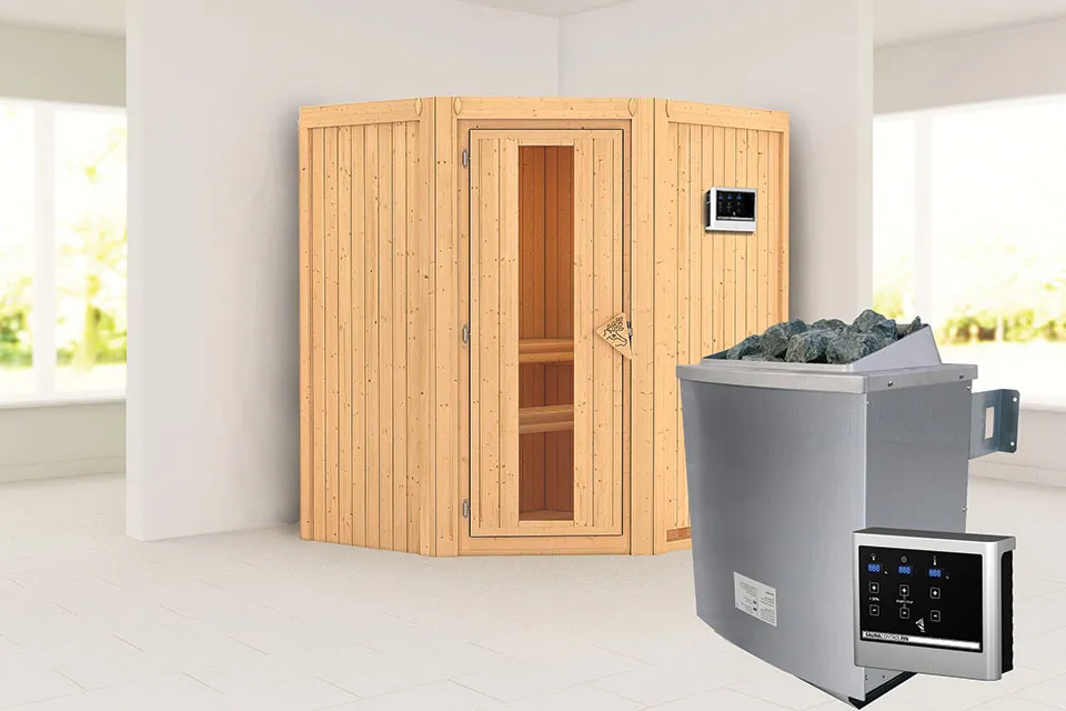 Karibu | Sauna Taurin | Energiesparend | Kachel 4,5 kW Externe Bediening Karibu | Sauna Taurin | Energiesparend | Kachel 4,5 kW Externe Bediening