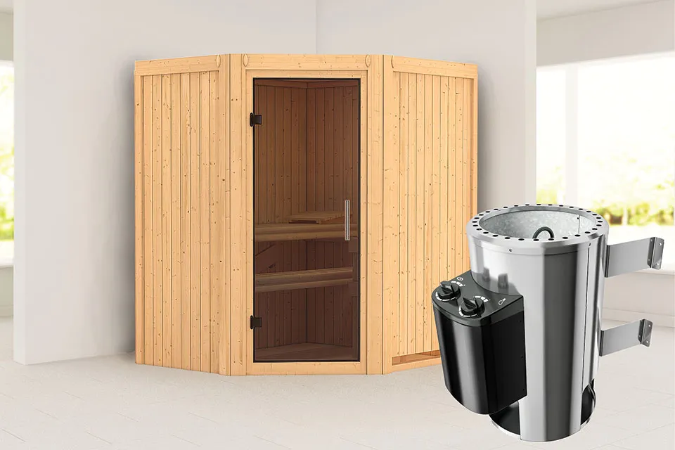 Karibu | Sauna Tonja | Antracietglas | Kachel 3,6 kW Geïntegreerde Bediening