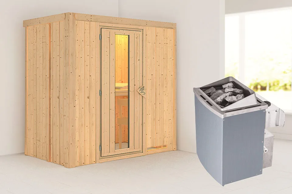 Karibu | Sauna Variado | Energiesparend | Kachel 4,5 kW Geïntegreerde Bediening Karibu | Sauna Variado | Energiesparend | Kachel 4,5 kW Geïntegreerde Bediening