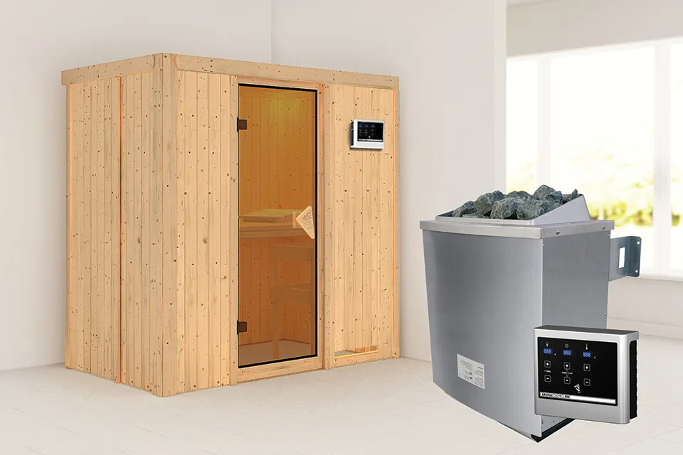 Karibu | Sauna Variado | Antracietglas | Kachel 4,5 kW Externe Bediening