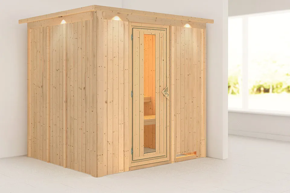 Karibu | Sauna Daria met Dakkraag | Energiesparend Karibu | Sauna Daria met Dakkraag | Energiesparend