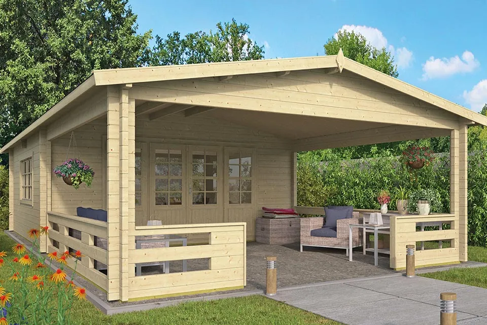 Tuindeco | Tuinhuis Sheffield met Luifel 400 cm Tuindeco | Tuinhuis Sheffield met Luifel 400 cm