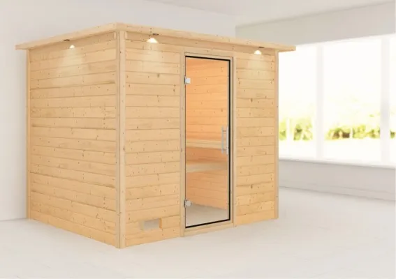 Karibu | Sauna Sonara met Dakkraag | Helderglas Karibu | Sauna Sonara met Dakkraag | Helderglas