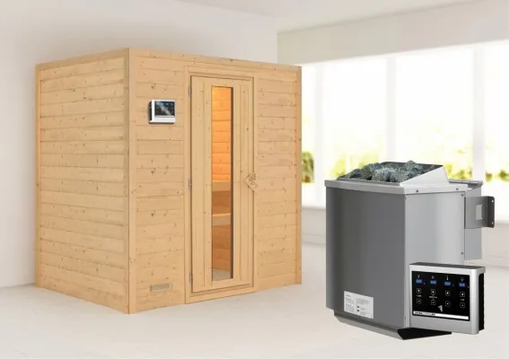 Woodfeeling | Sauna Sonja | Energiesparend | Biokachel 4,5 kW Externe Bediening Woodfeeling | Sauna Sonja | Energiesparend | Biokachel 4,5 kW Externe Bediening