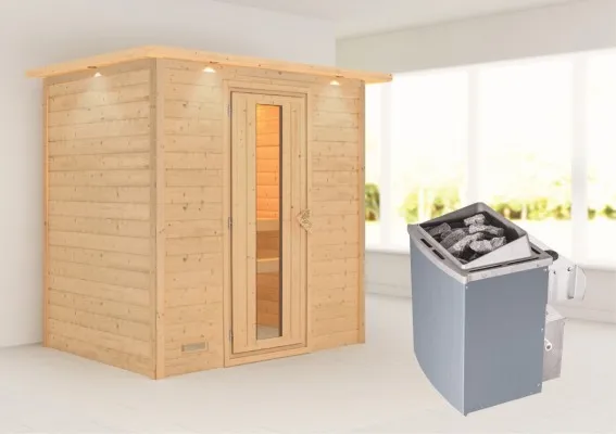 Woodfeeling | Sauna Sonja met Dakkraag | Energiesparend | Kachel 4,5 kW Geïntegreerde Bediening Woodfeeling | Sauna Sonja met Dakkraag | Energiesparend | Kachel 4,5 kW Geïntegreerde Bediening