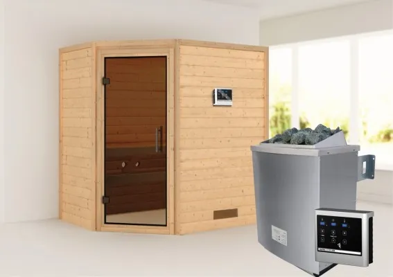 Woodfeeling | Sauna Svea | Antracietglas | Kachel 4,5 kW Externe Bediening Woodfeeling | Sauna Svea | Antracietglas | Kachel 4,5 kW Externe Bediening