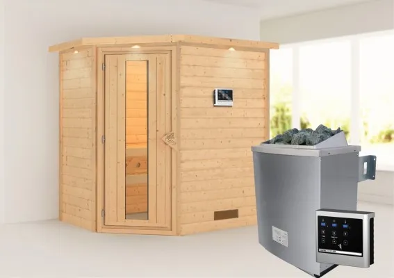 Woodfeeling | Sauna Svea met Dakkraag | Energiesparend | Kachel 4,5 kW Geïntegreerde Bediening Woodfeeling | Sauna Svea met Dakkraag | Energiesparend | Kachel 4,5 kW Geïntegreerde Bediening