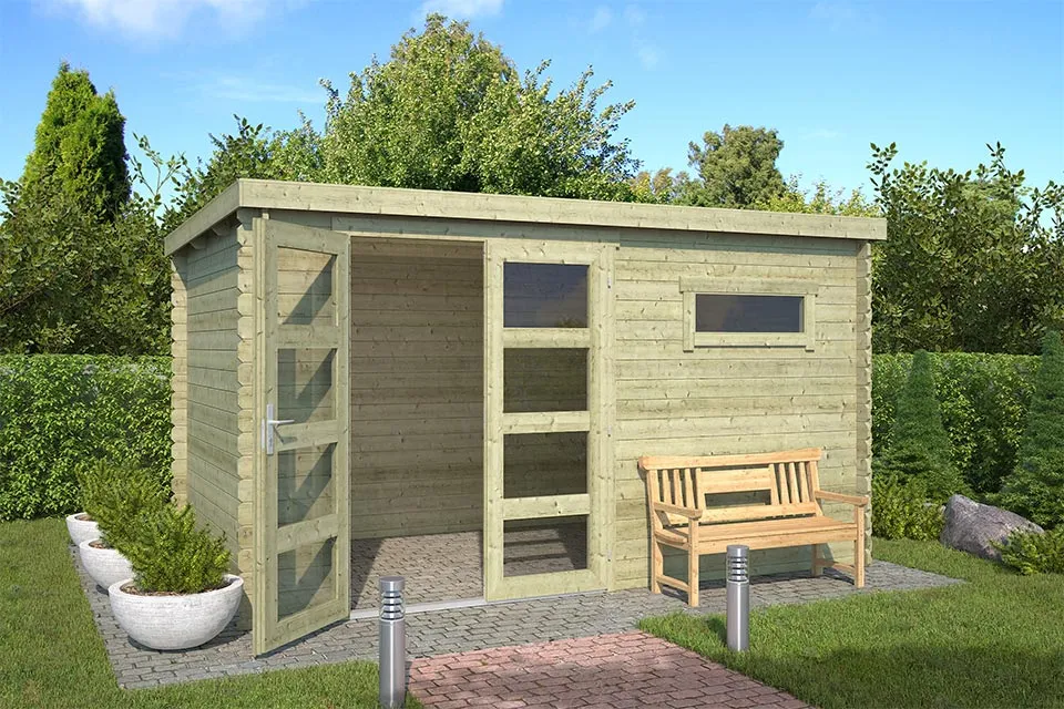 Outdoor Life Products | Tuinhuis Timian 380 x 230 | Geimpregneerd | Olijfgroen