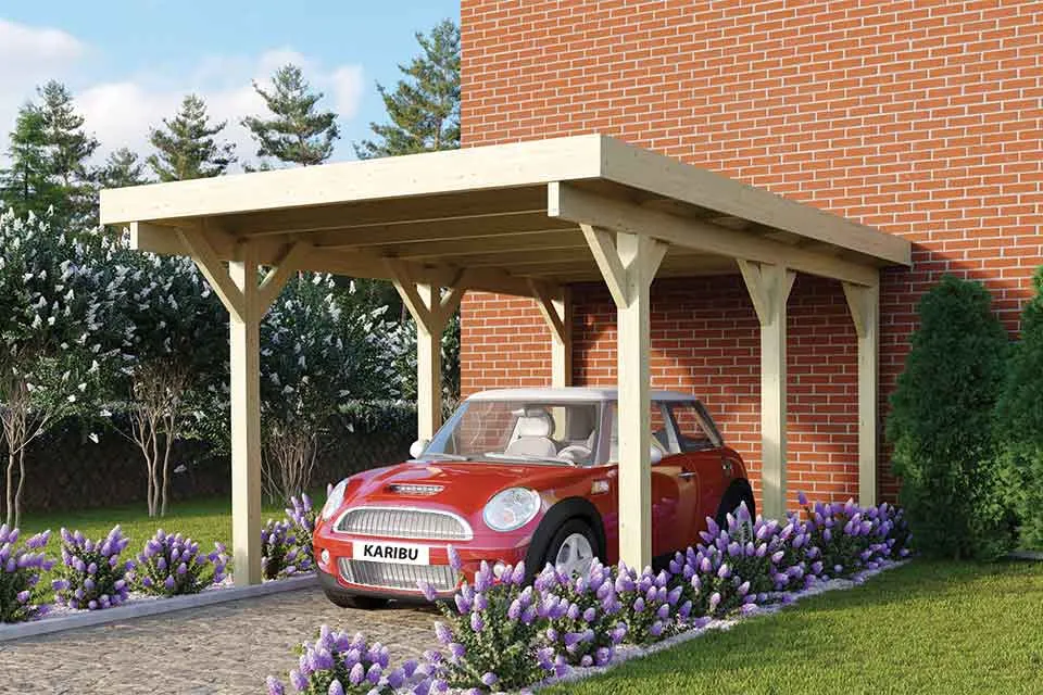 Karibu | Enkele Carport Classic 1 | Variant A met PVC Dakplaten