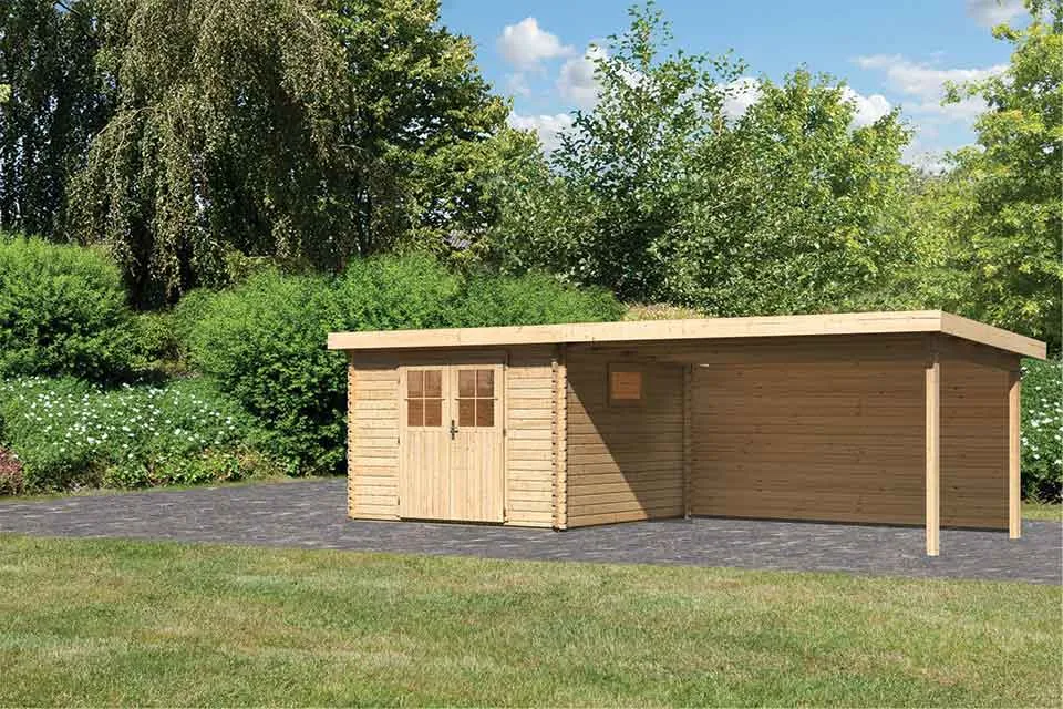 Karibu | Tuinhuis Torgau 3 met Overkapping 2,3, Zij- en Achterwand