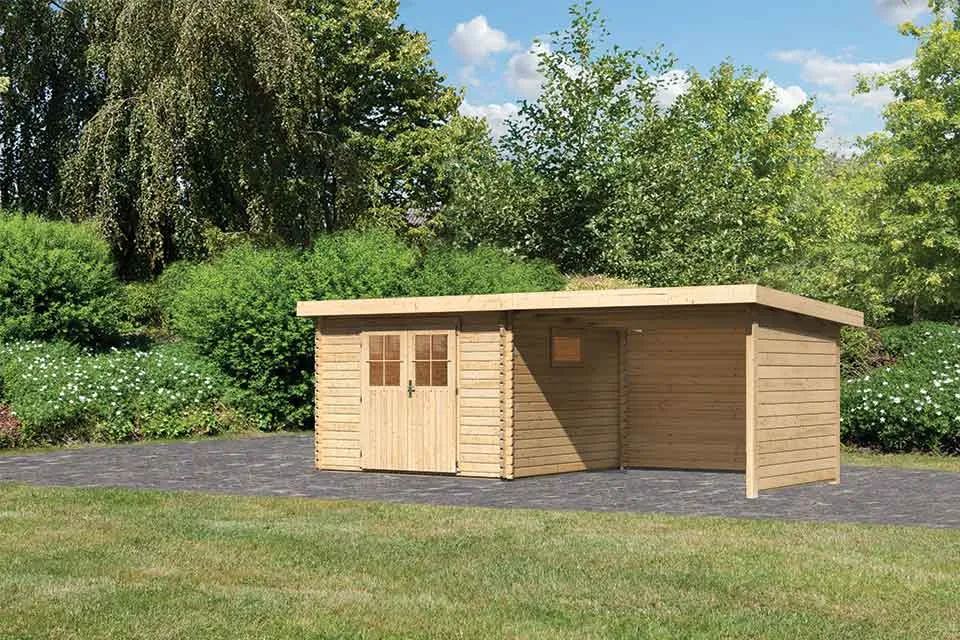 Karibu | Tuinhuis Torgau 3 met Overkapping 2,3, Zij- en Achterwand
