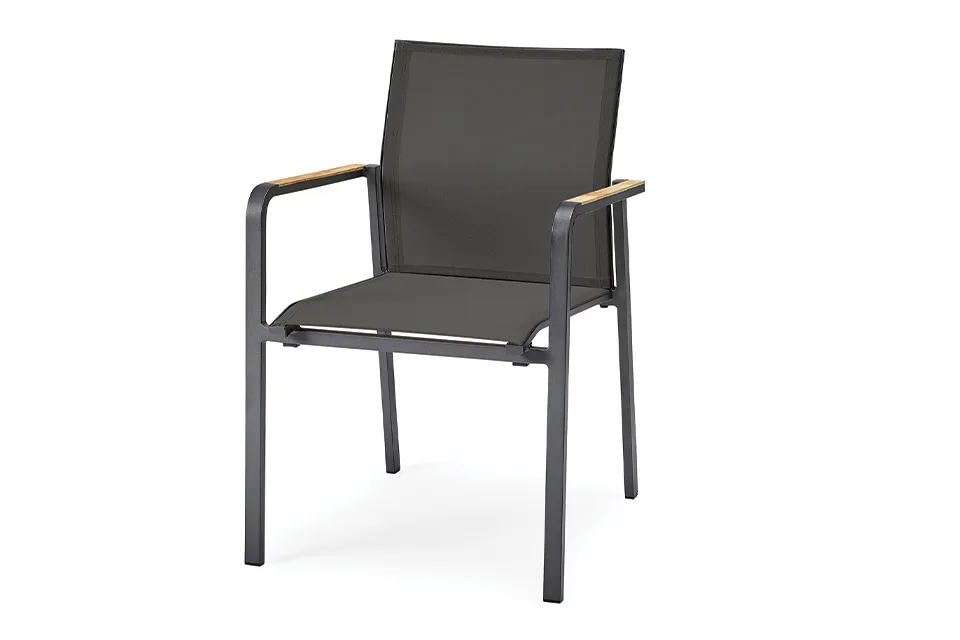 SUNS | Tuinstoel Tutti met Teak Arm | MRG | Black Grey SUNS | Tuinstoel Tutti met Teak Arm | MRG | Black Grey